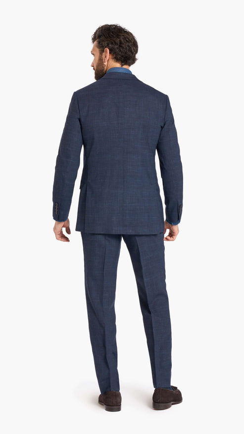Navy Check Custom Suit with Loro Piana Fabric Edit Suits
