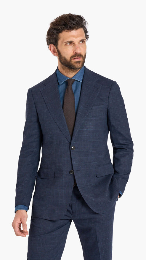 Loro Piana Navy Check Custom Suit