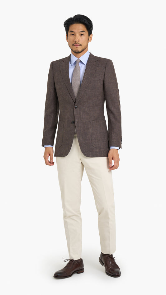 Loro Piana Brown Silk Linen Custom Jacket