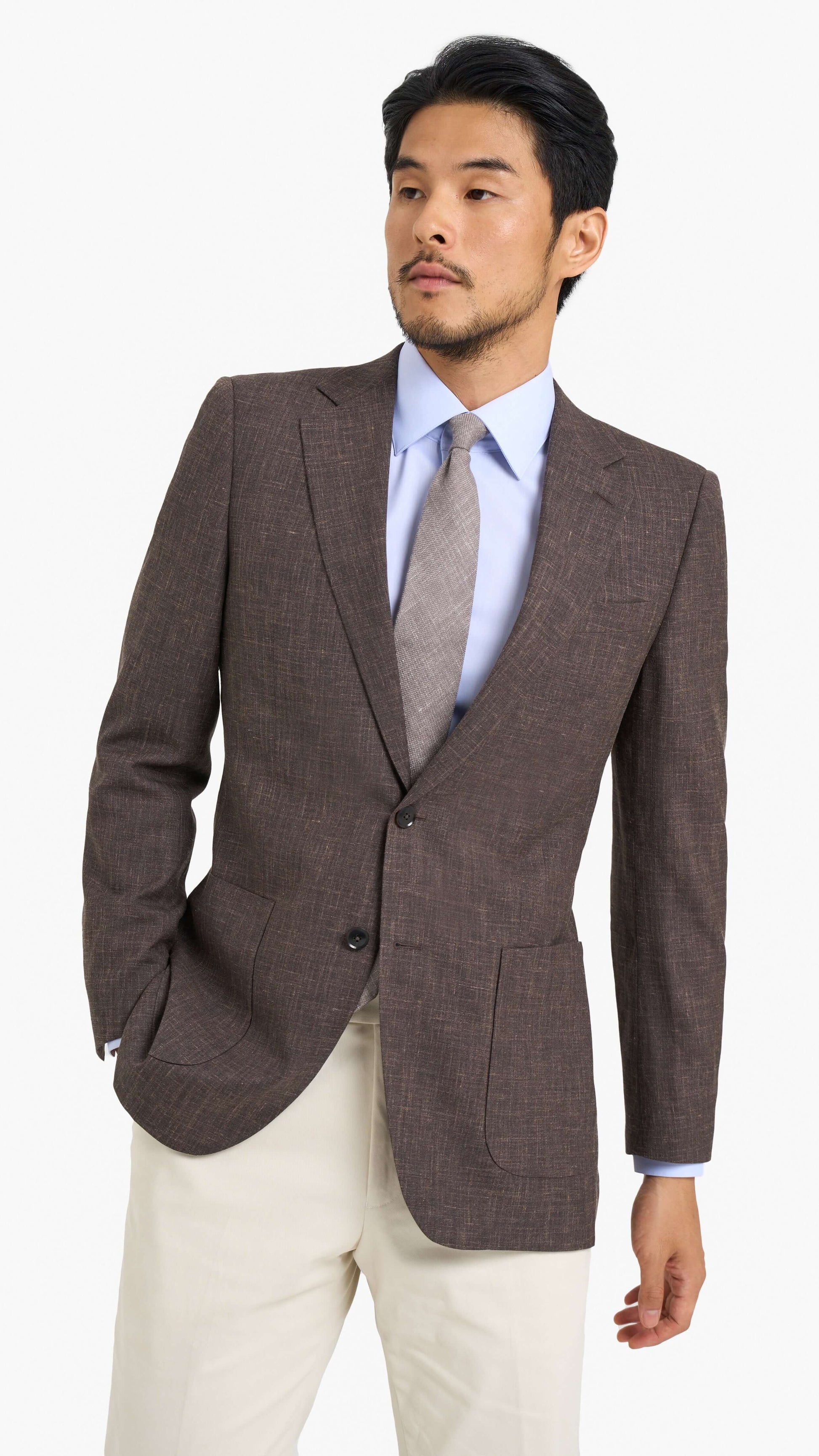 Loro Piana Brown Silk Linen Custom Jacket