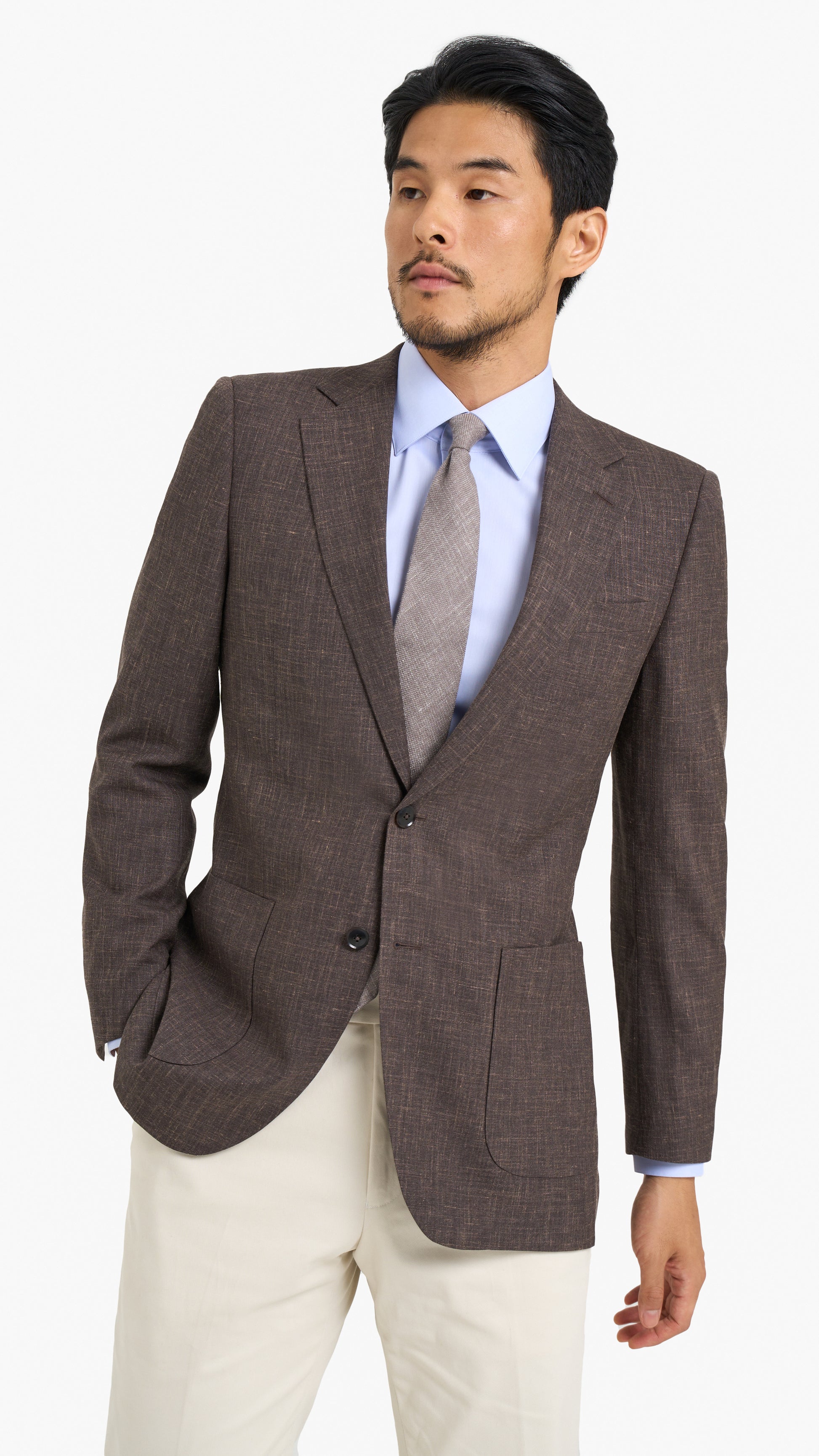 Loro Piana Brown Silk Linen Custom Jacket