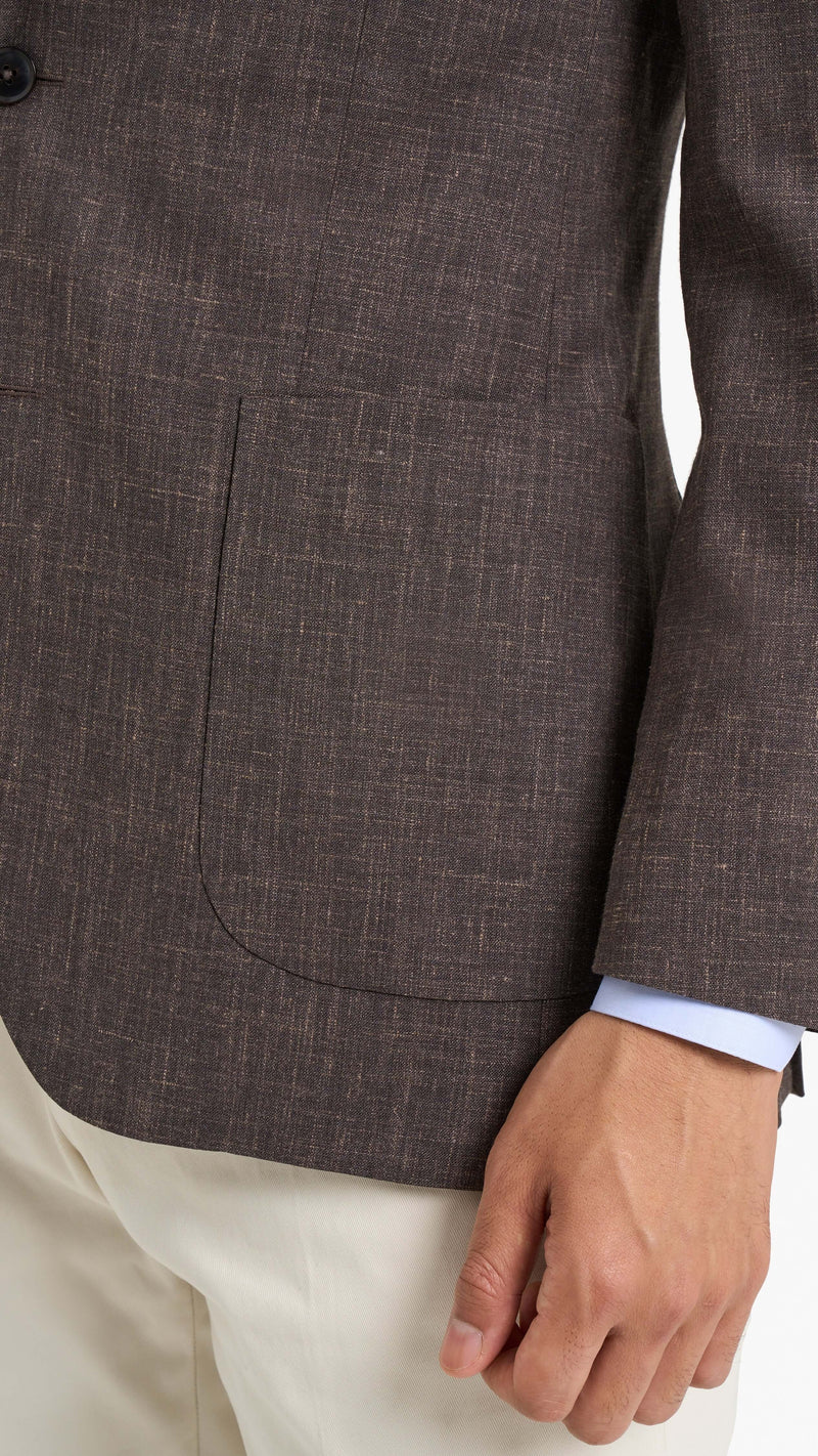 Loro Piana Brown Silk Linen Custom Jacket