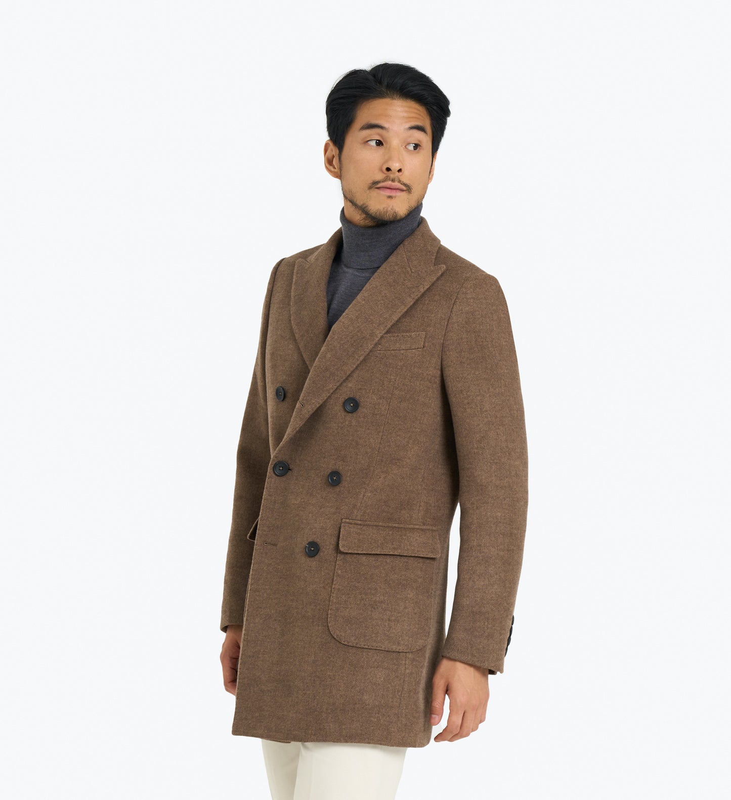 Coffee Double Breasted Overcoat