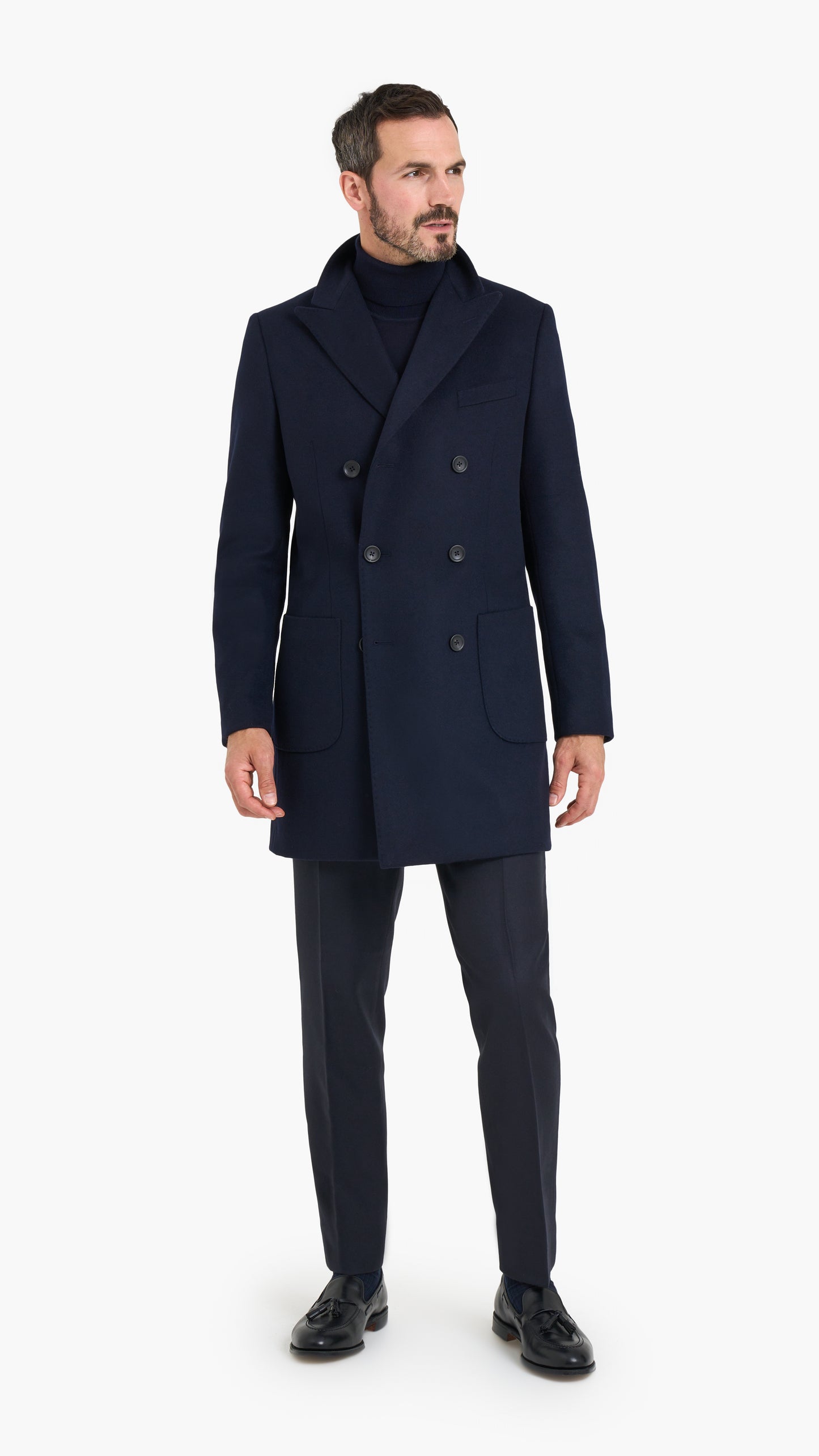 Navy Double Breasted Overcoat