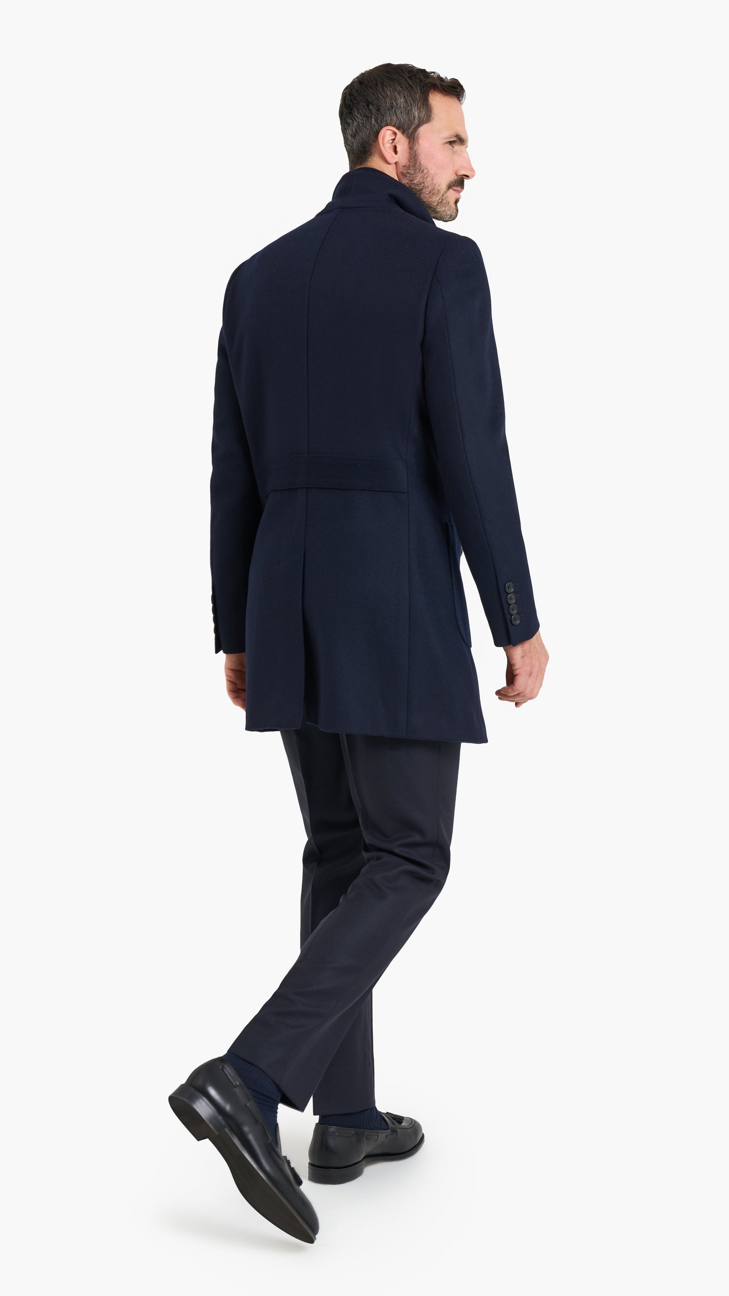 Navy Double Breasted Overcoat