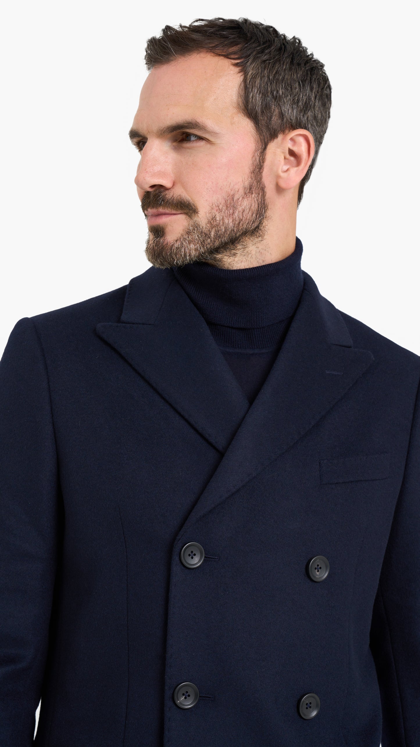 Navy Double Breasted Overcoat