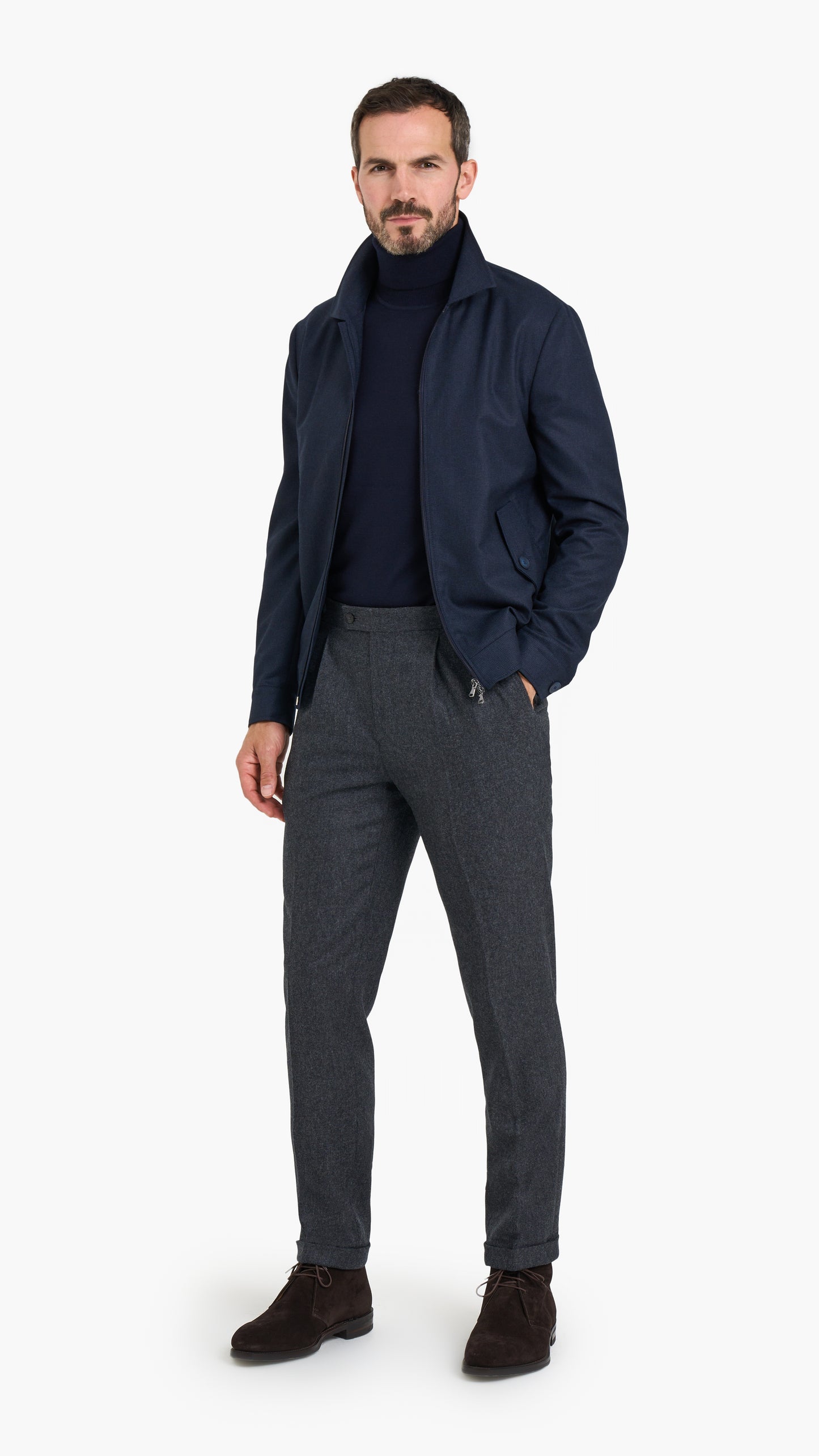 Vitale Barberis Canonico Navy Houndstooth Blouson