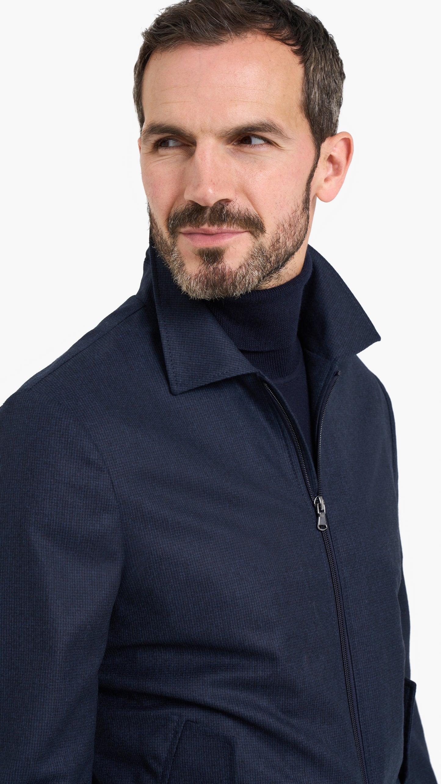 Navy Houndstooth Blouson