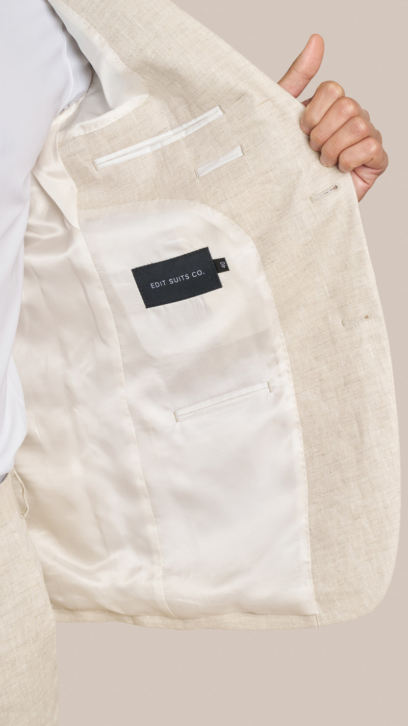 Beige Linen Ready to Wear Suit