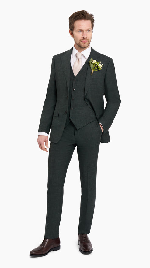 Loro Piana Green Wool Silk Linen Suit