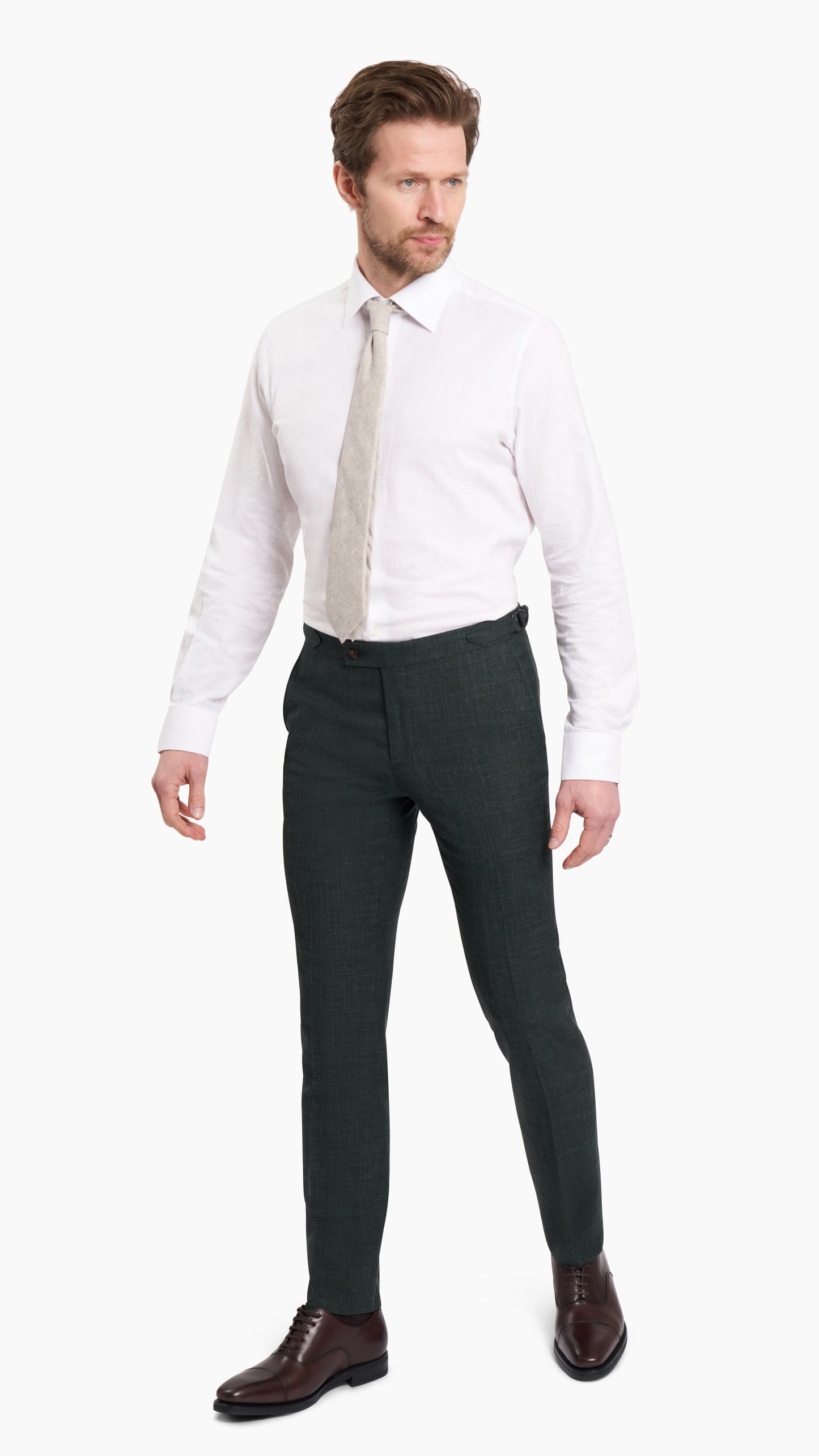 Loro Piana Green Wool Silk Linen Suit