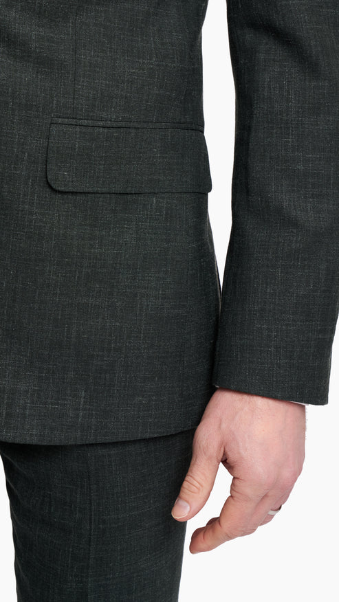 Loro Piana Green Wool Silk Linen Suit