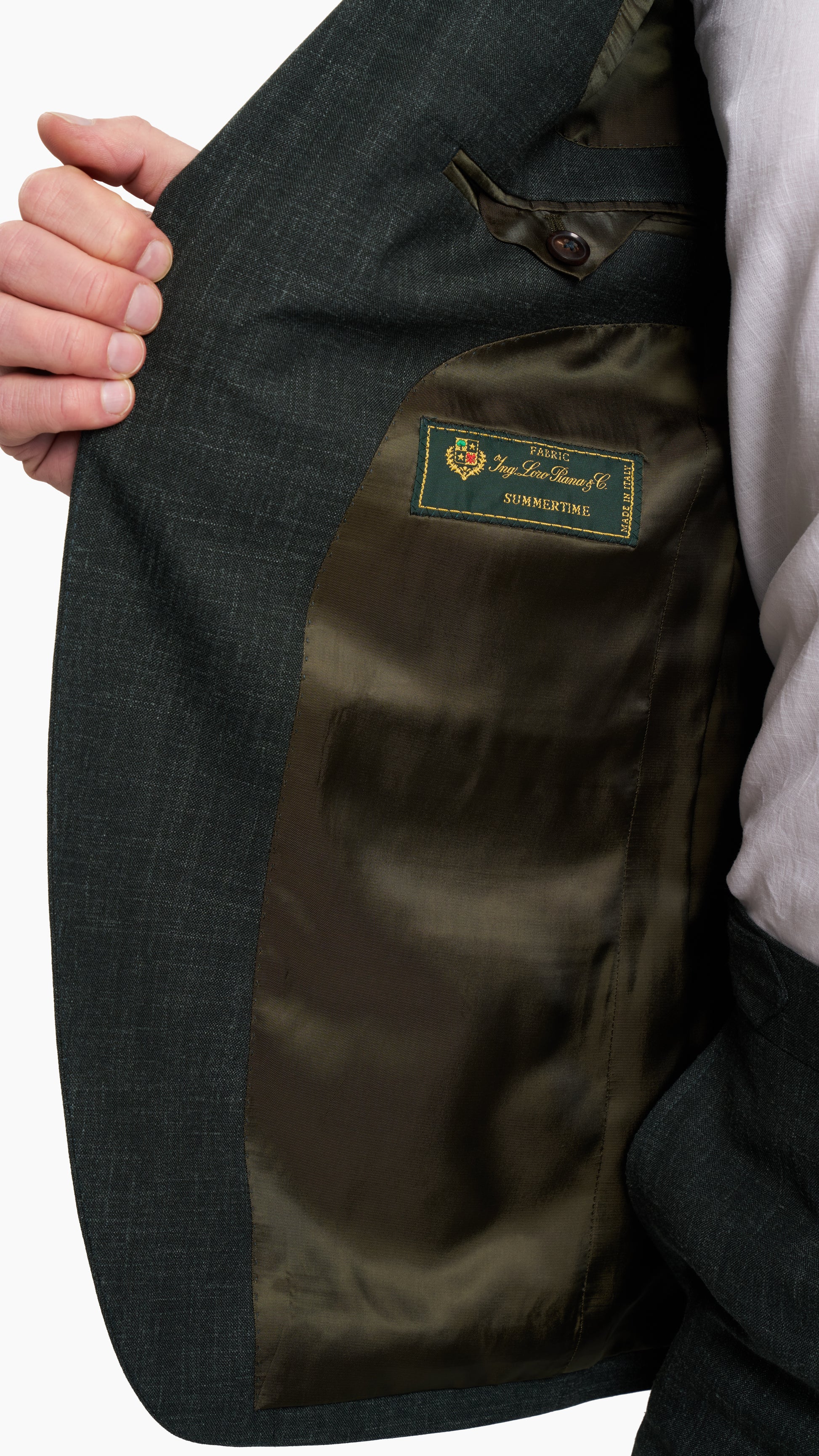 Loro Piana Green Wool Silk Linen Suit