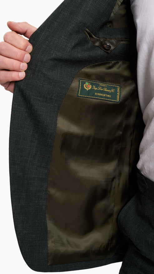 Loro Piana Green Wool Silk Linen Suit