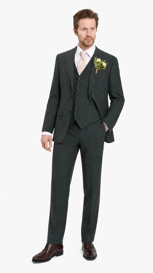 Green Wool Silk Linen Custom Suit