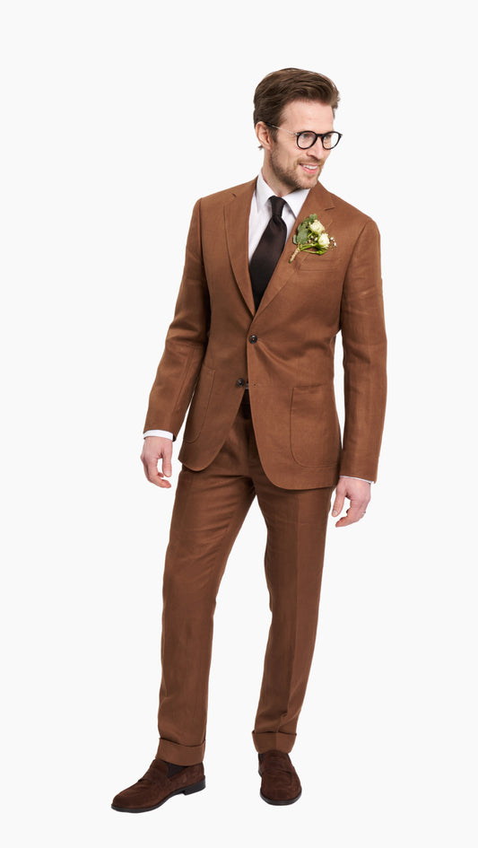 Huddersfield Golden Brown Irish Linen Suit