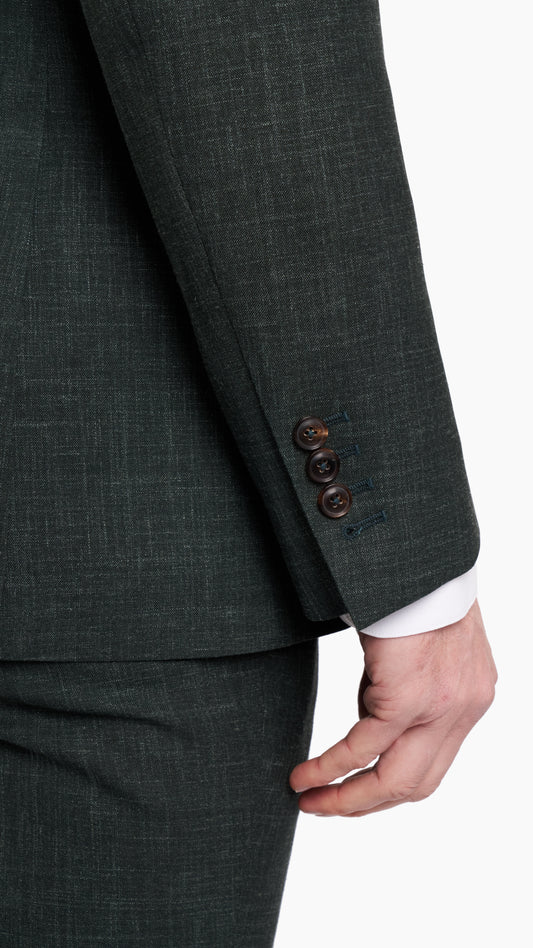 Green Wool Silk Linen Suit with Loro Piana Fabric