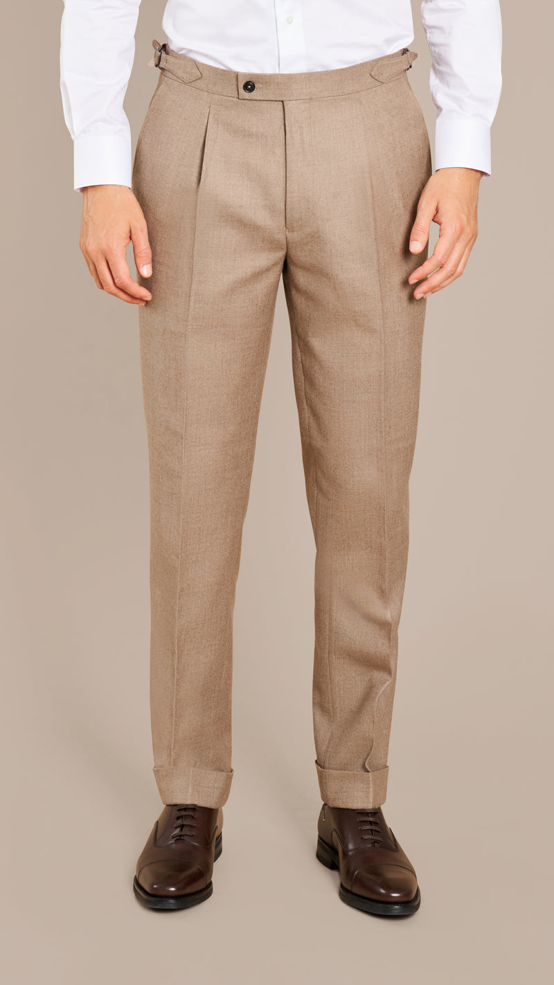 Abraham Moon Light Taupe Flannel Suit