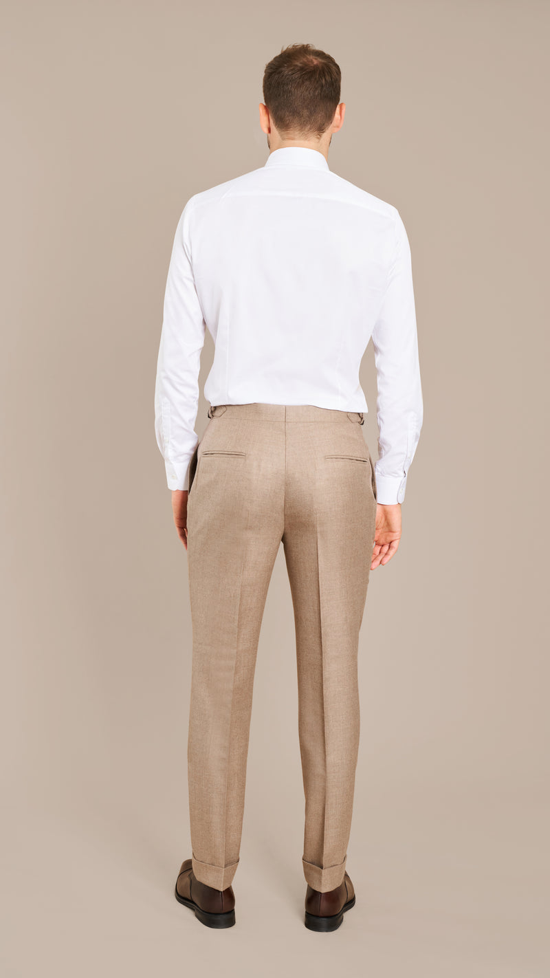 Abraham Moon Light Taupe Flannel Suit