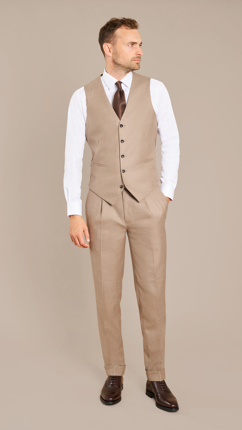 Abraham Moon Light Taupe Flannel Suit