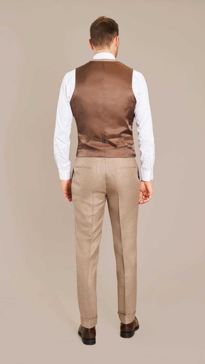 Abraham Moon Light Taupe Flannel Suit