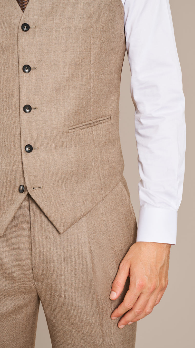 Abraham Moon Light Taupe Flannel Suit