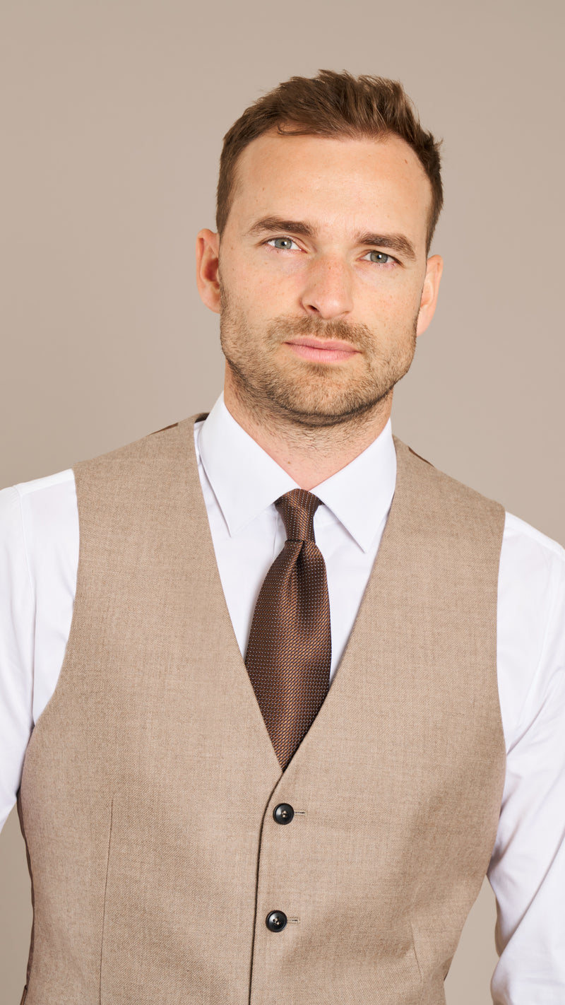 Abraham Moon Light Taupe Flannel Suit