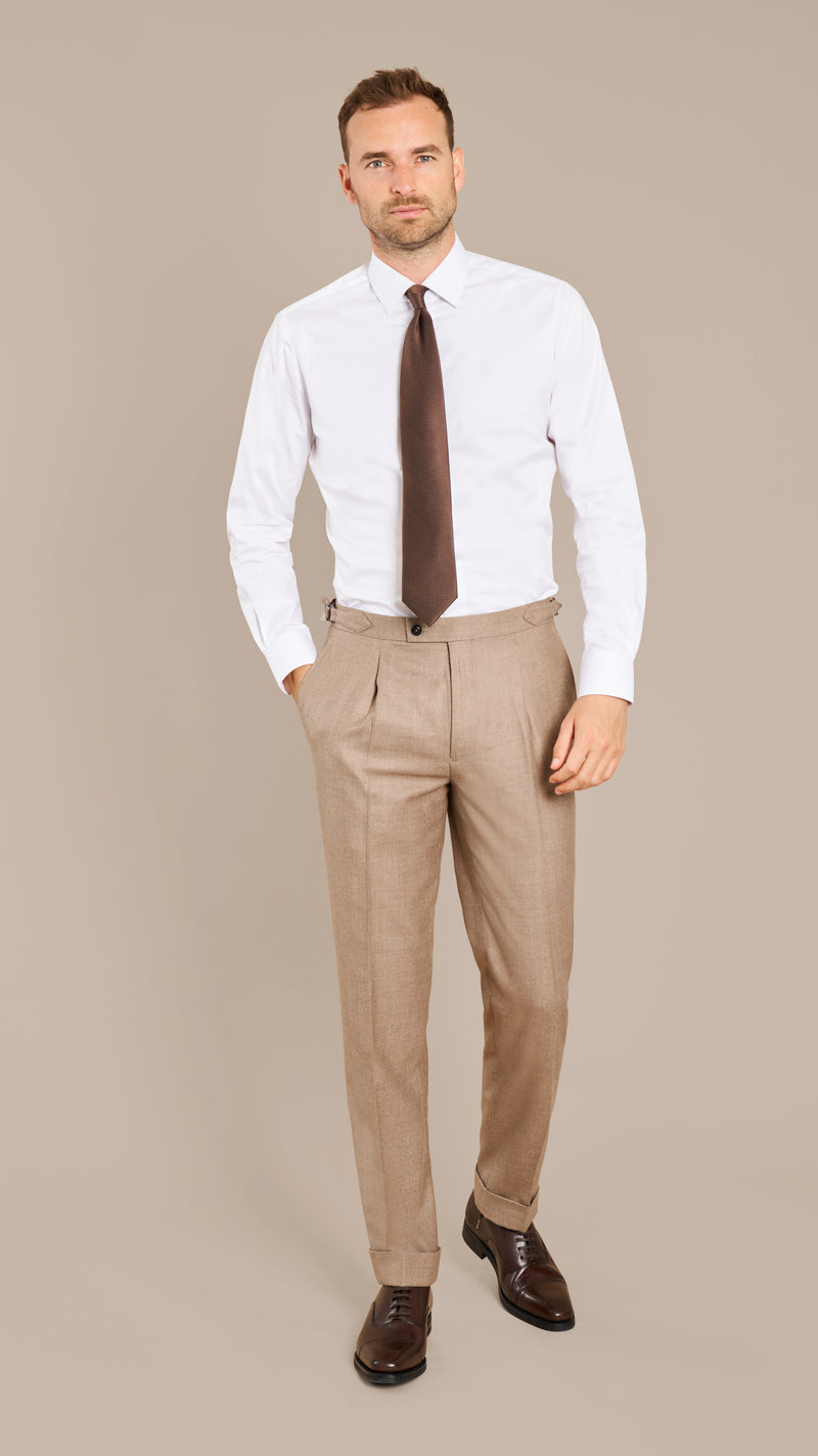 Abraham Moon Light Taupe Flannel Suit