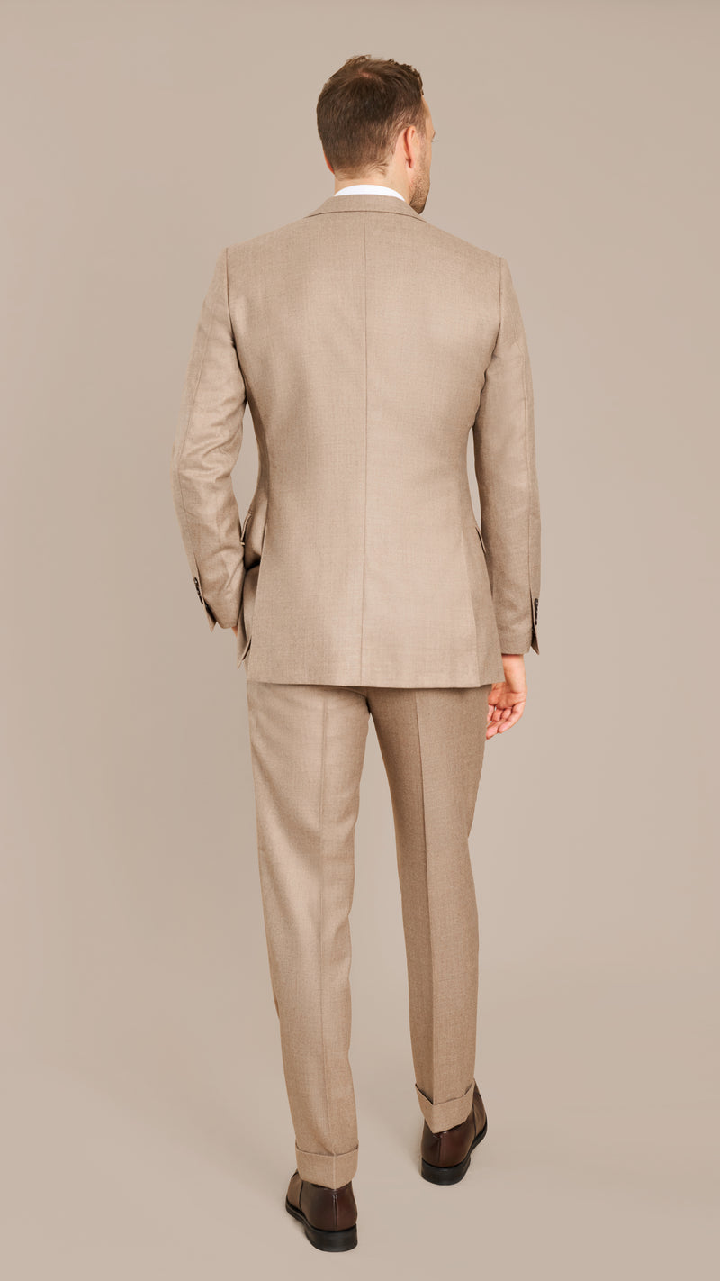 Abraham Moon Light Taupe Flannel Suit