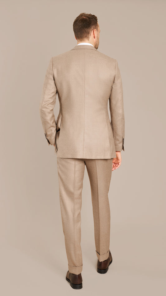 Abraham Moon Light Taupe Flannel Suit