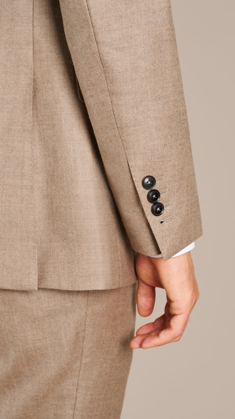 Abraham Moon Light Taupe Flannel Suit