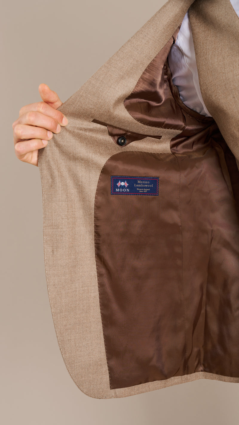 Abraham Moon Light Taupe Flannel Suit