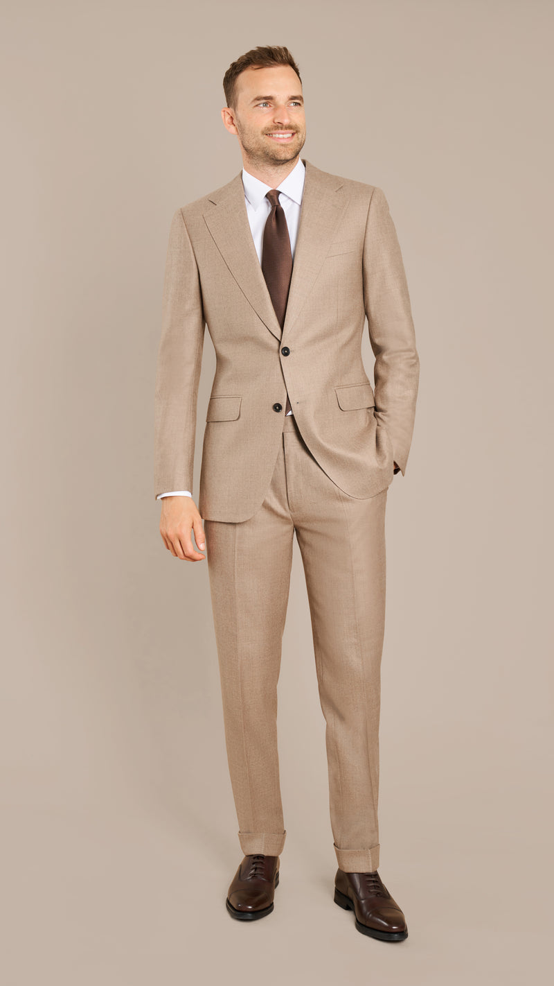 Abraham Moon Light Taupe Flannel Suit