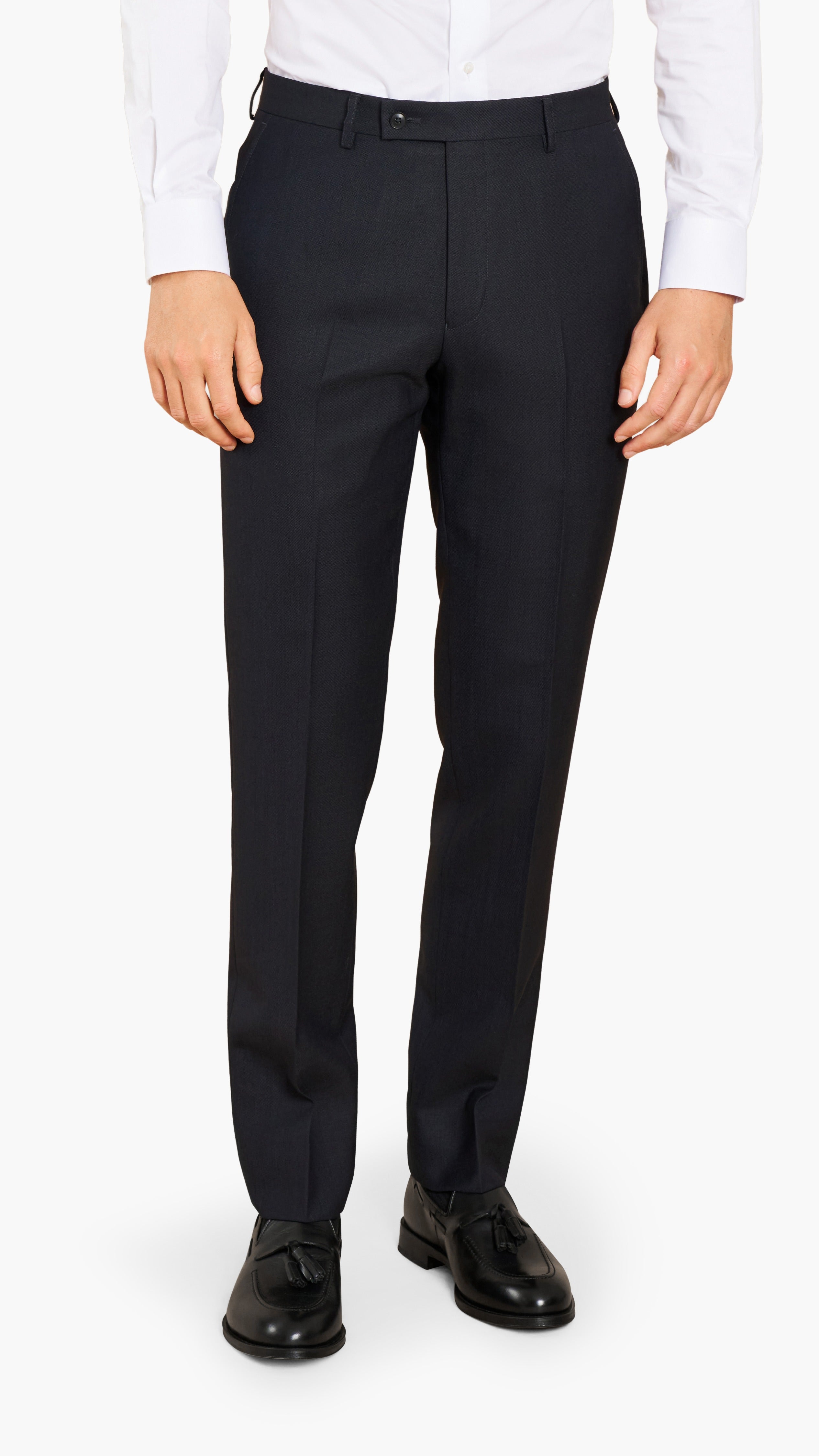 Alfred Brown Navy High Twist Wool Ready to Wear Suit - Edit Suits Co.