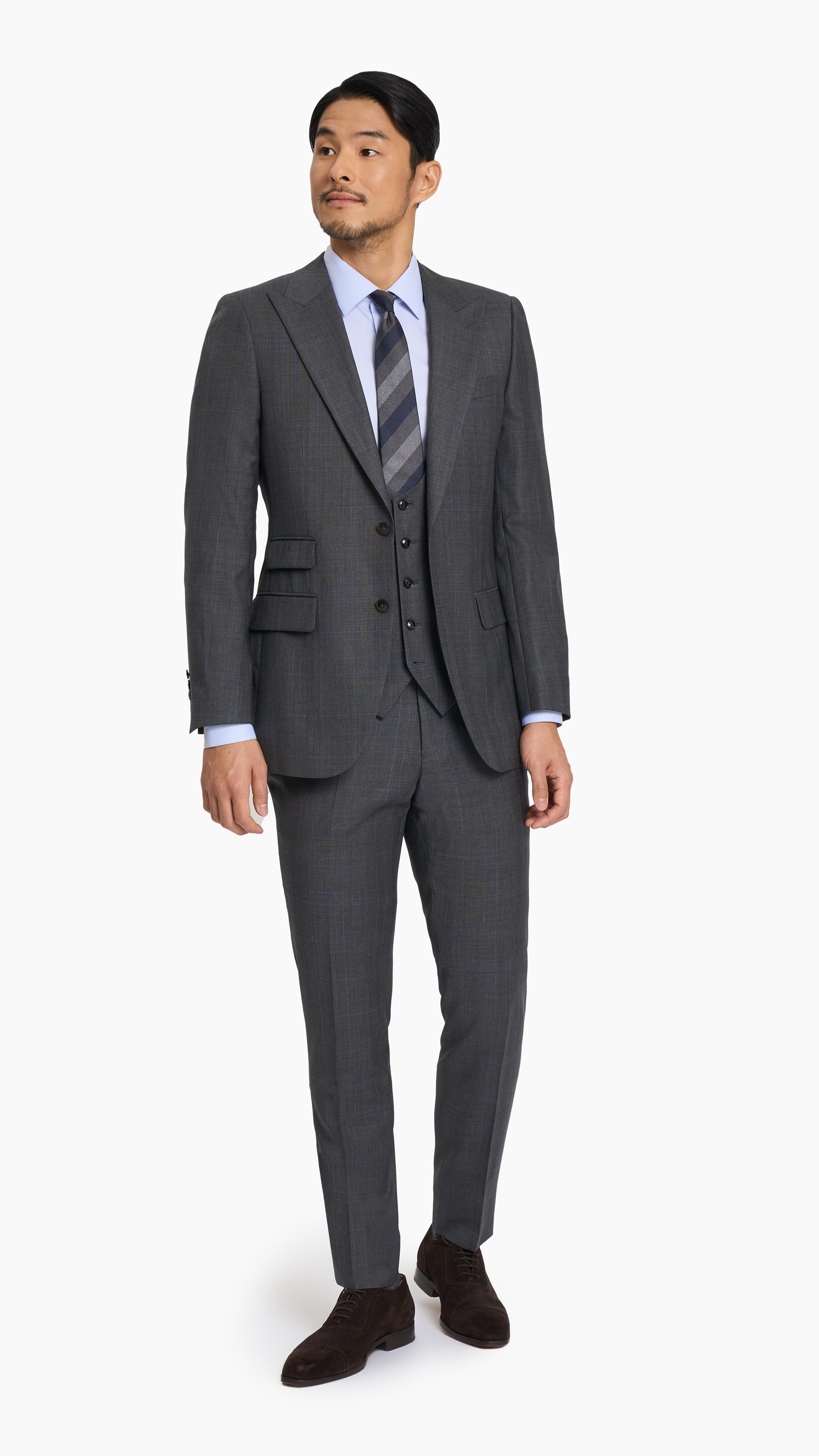 Reda Mid Grey Prince of Wales Custom Waistcoat