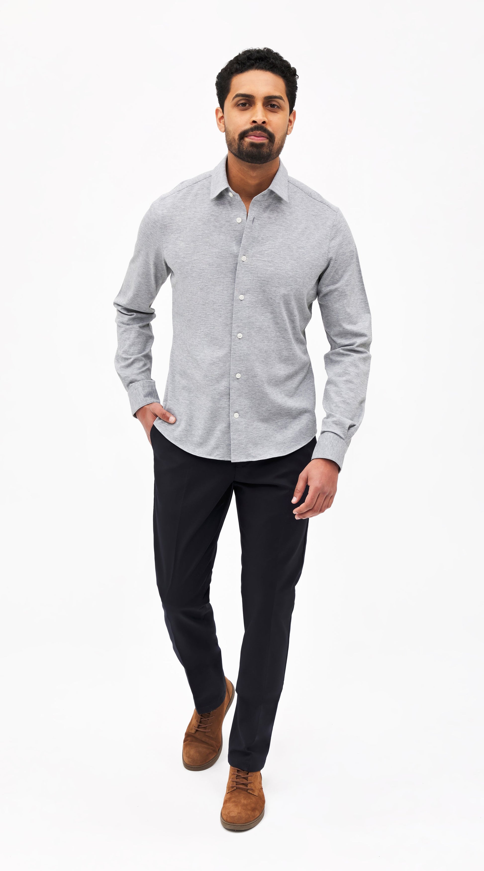 Light Grey Pique Custom Shirt - Shirt