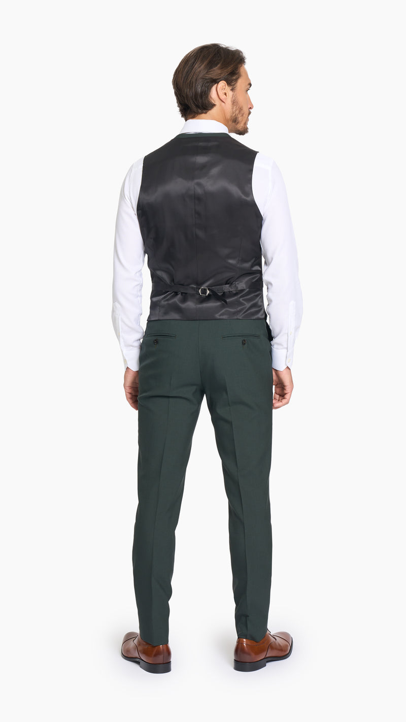 Scabal Dark Green Plain Weave Custom Waistcoat