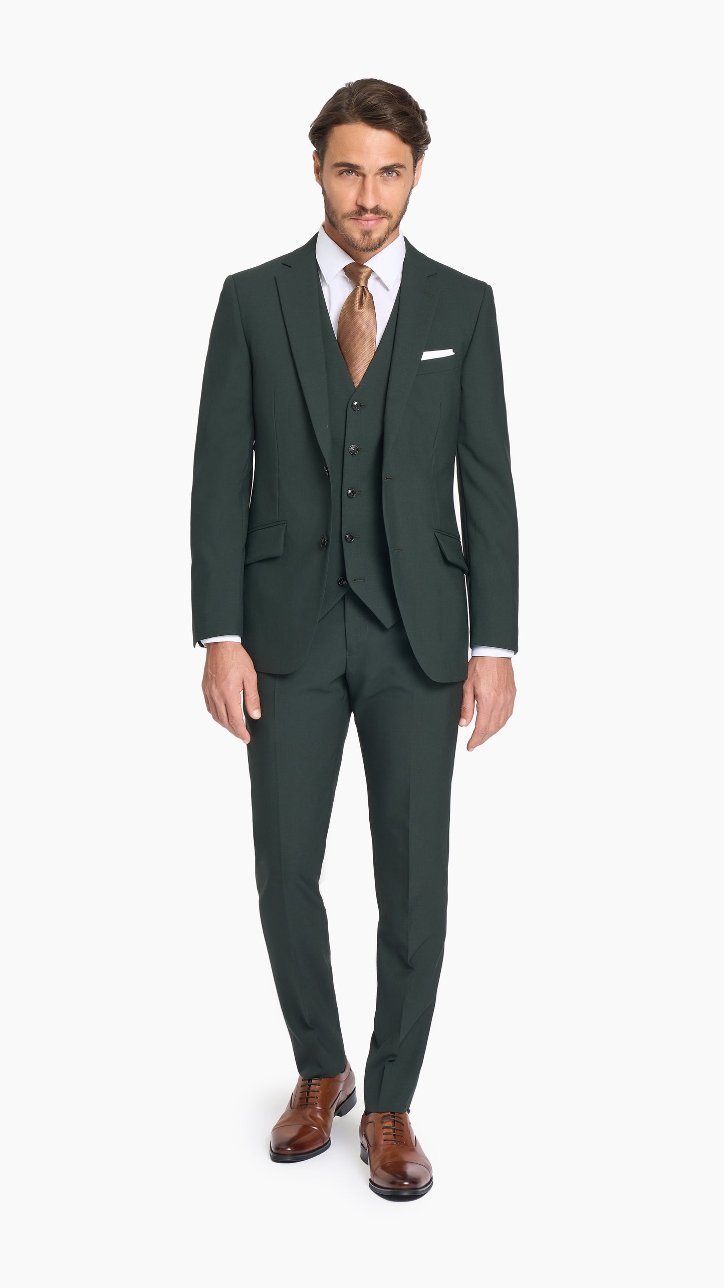 Scabal Dark Green Plain Weave Custom Waistcoat