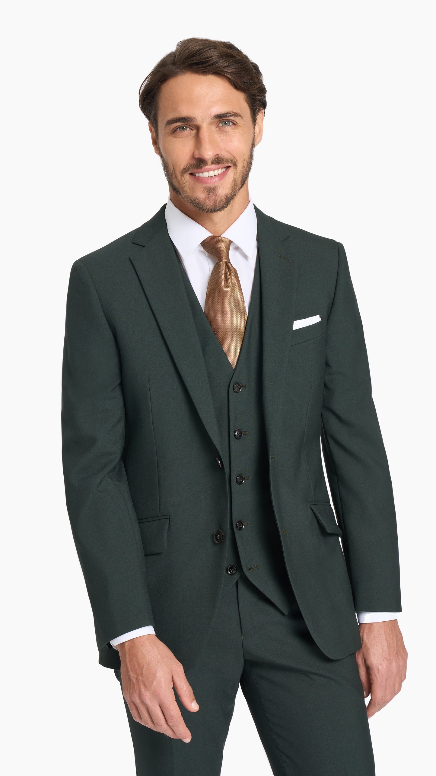 Scabal Dark Green Plain Weave Custom Waistcoat