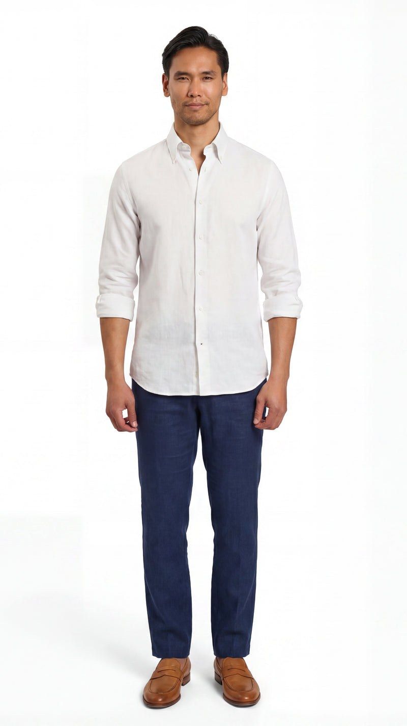 Somelos Off-White Linen Custom Shirt