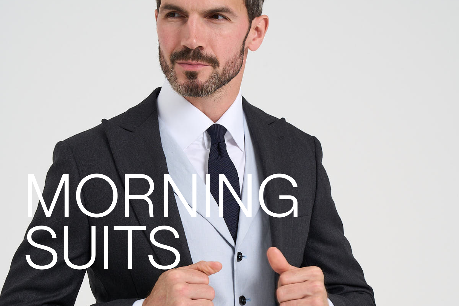 Morning suit with grey waistcoat and navy tie | Edit Suits Co. - Custom Menswear
