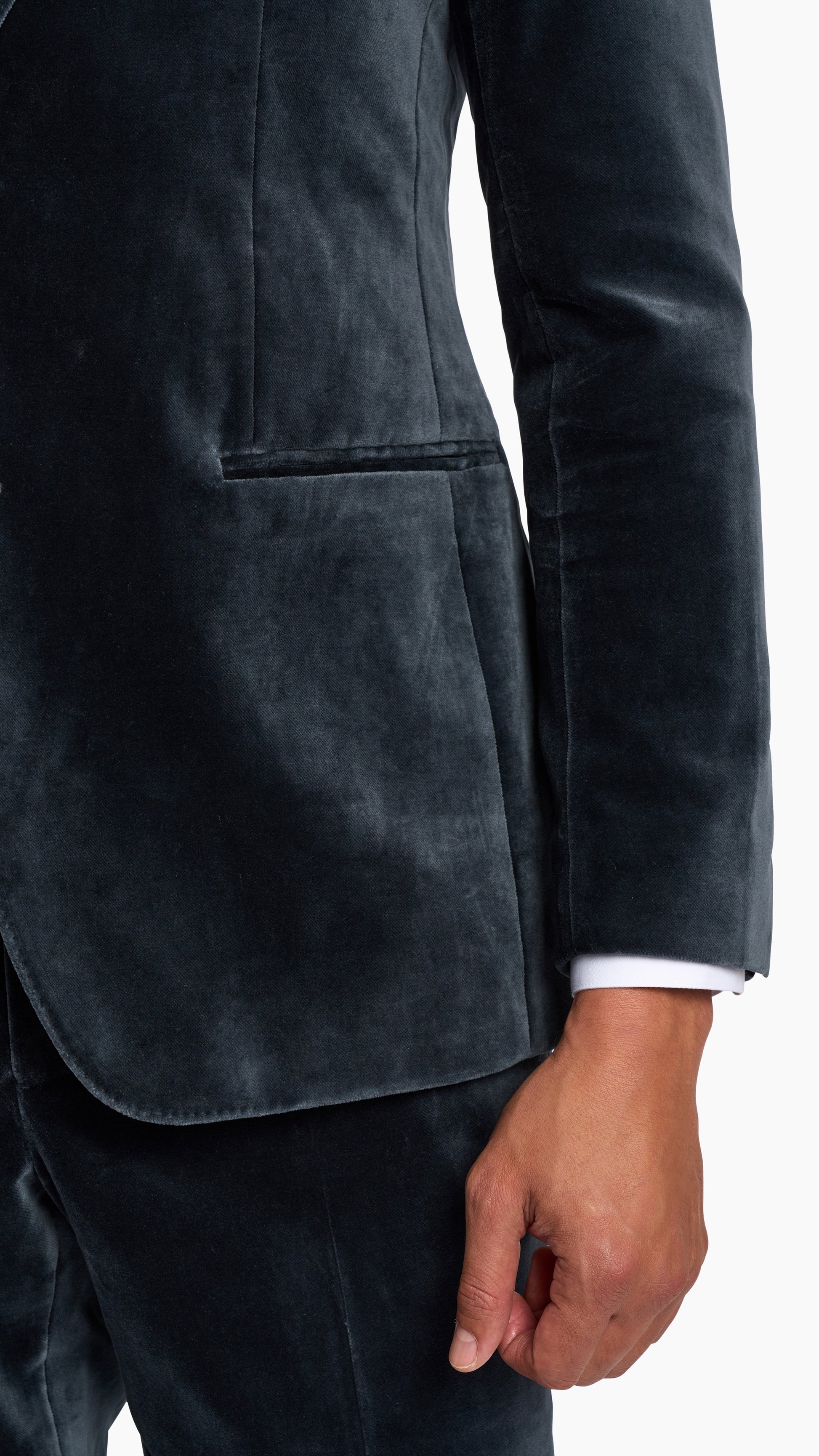 Holland & Sherry Grey Velvet Tuxedo Suit