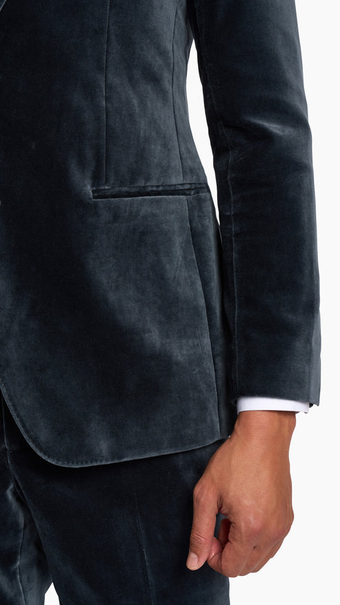 Holland & Sherry Grey Velvet Tuxedo Suit