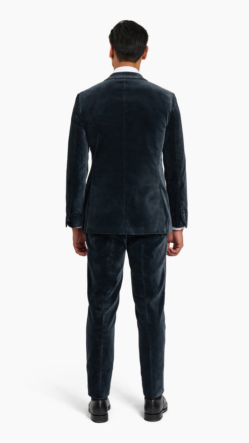 Holland & Sherry Grey Velvet Tuxedo Suit