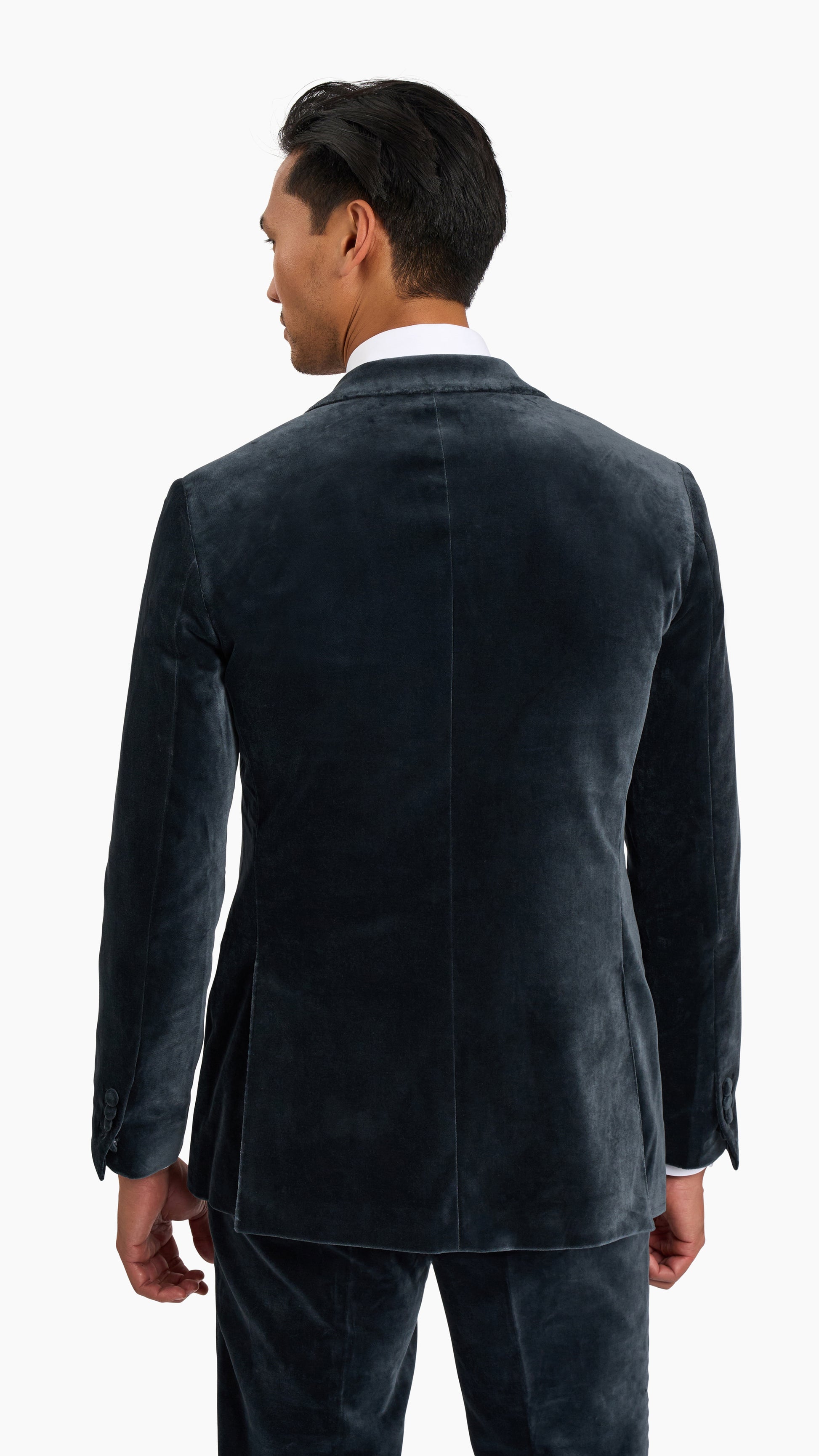 Holland & Sherry Grey Velvet Tuxedo Suit