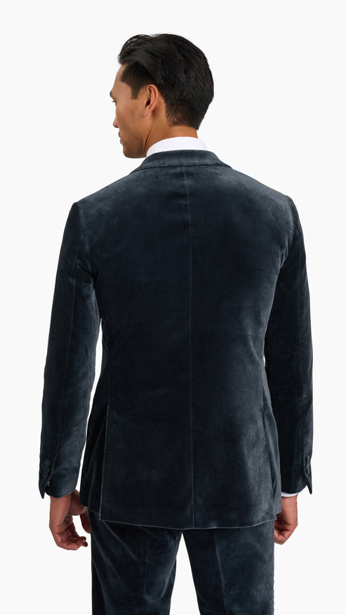 Holland & Sherry Grey Velvet Tuxedo Suit