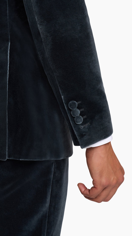 Holland & Sherry Grey Velvet Tuxedo Suit