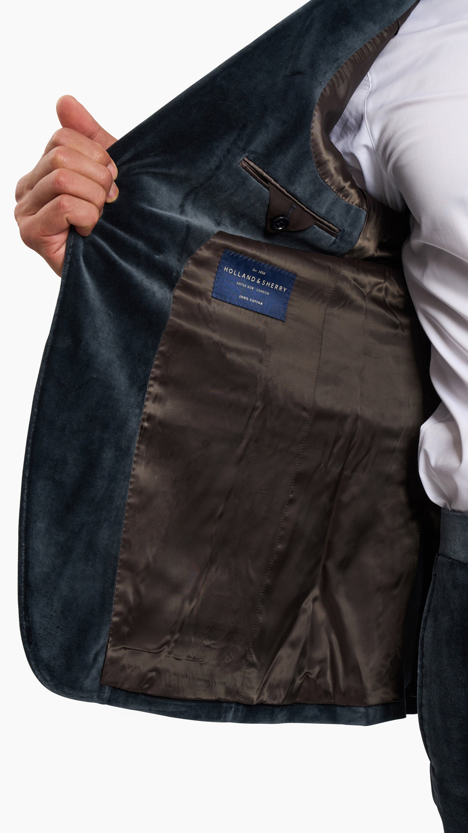 Holland & Sherry Grey Velvet Tuxedo Suit