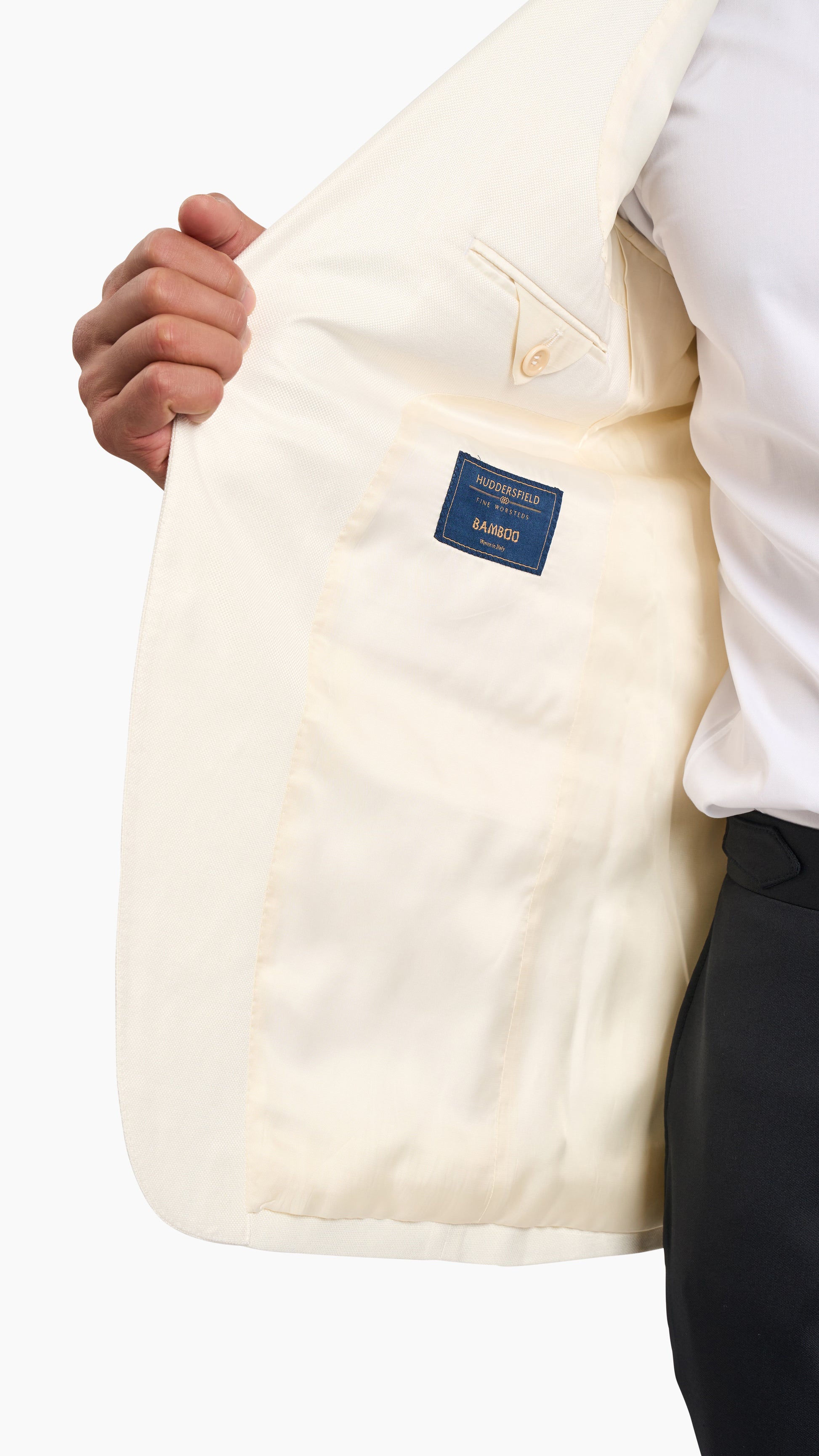 Huddersfield Bamboo White Tuxedo Jacket