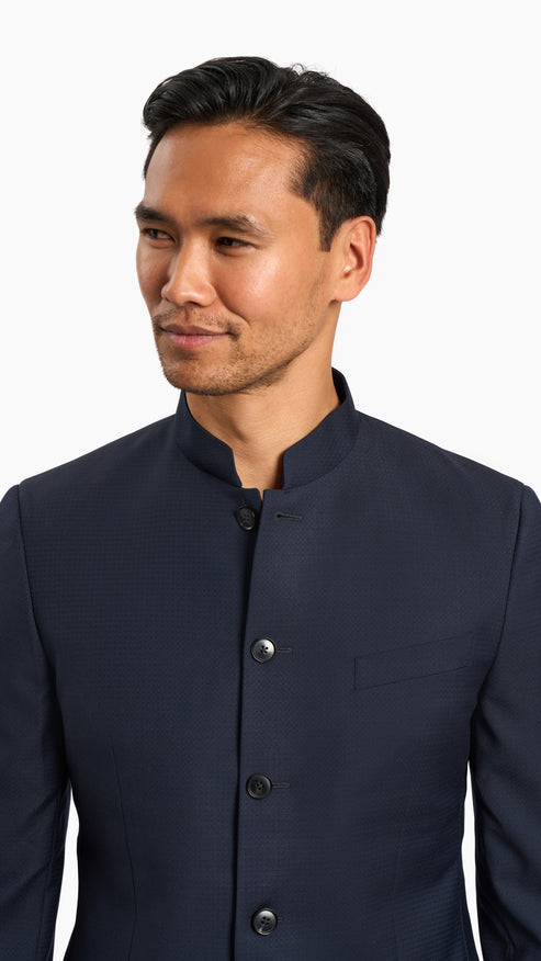 Midnight Blue Nehru Collar Jacket